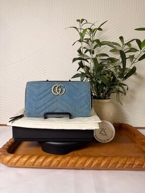 Gucci Marmont denim pearl wallet